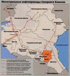 Map of the Oil Pipeline running through Chechnya –– In Russian 